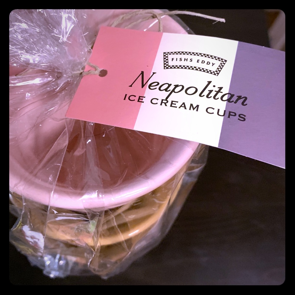 Fish’s Eddy Neapolitan Ice Cream Cone Cups NWT Set